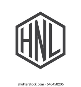three-letter initials hexagon logo black