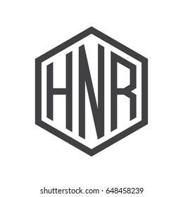 three-letter initials hexagon logo black