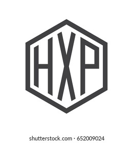 three-letter initials hexagon logo black