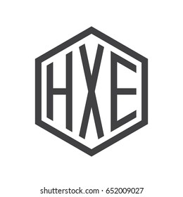 three-letter initials hexagon logo black