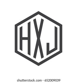 three-letter initials hexagon logo black