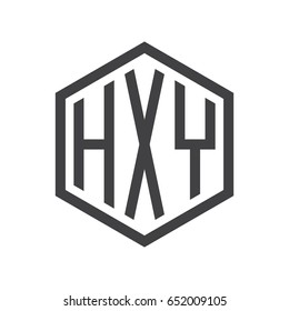three-letter initials hexagon logo black