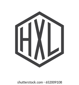 three-letter initials hexagon logo black