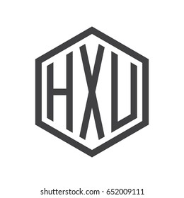 three-letter initials hexagon logo black
