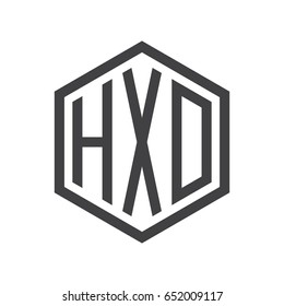 three-letter initials hexagon logo black