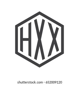 three-letter initials hexagon logo black