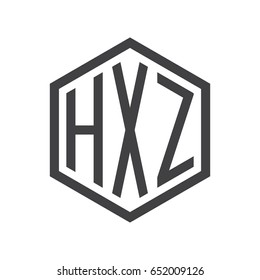 three-letter initials hexagon logo black