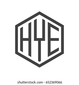 three-letter initials hexagon logo black