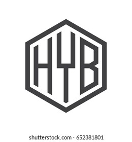 three-letter initials hexagon logo black