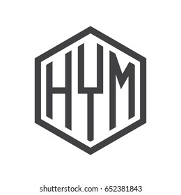 three-letter initials hexagon logo black