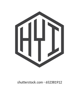 three-letter initials hexagon logo black