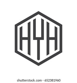 three-letter initials hexagon logo black