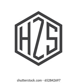 three-letter initials hexagon logo black