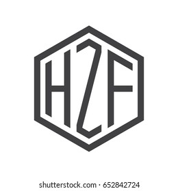 three-letter initials hexagon logo black