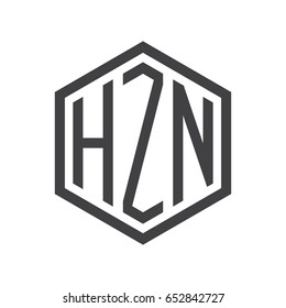 three-letter initials hexagon logo black