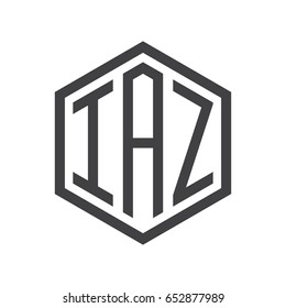 three-letter initials hexagon logo black