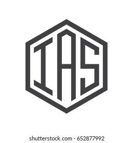 three-letter initials hexagon logo black