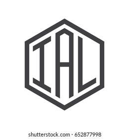 three-letter initials hexagon logo black
