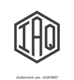 three-letter initials hexagon logo black
