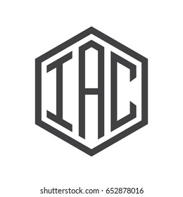 three-letter initials hexagon logo black