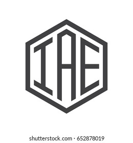 three-letter initials hexagon logo black