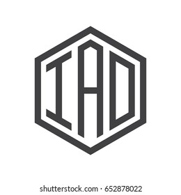 three-letter initials hexagon logo black