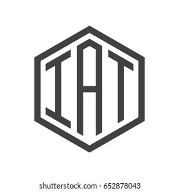 three-letter initials hexagon logo black