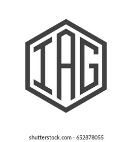 three-letter initials hexagon logo black