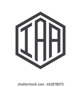 three-letter initials hexagon logo black