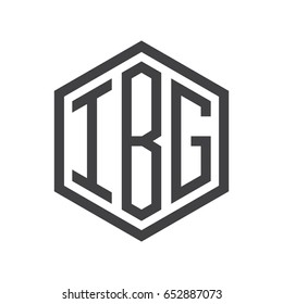 three-letter initials hexagon logo black