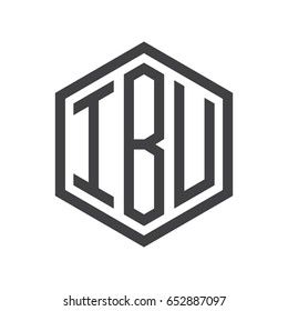 three-letter initials hexagon logo black