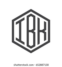 three-letter initials hexagon logo black