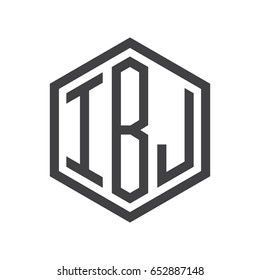 three-letter initials hexagon logo black