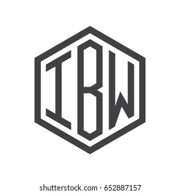 three-letter initials hexagon logo black