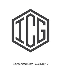 three-letter initials hexagon logo black