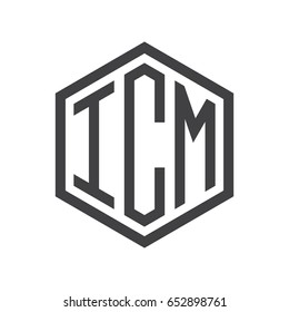 three-letter initials hexagon logo black
