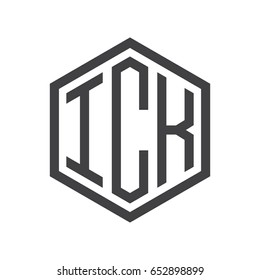 three-letter initials hexagon logo black