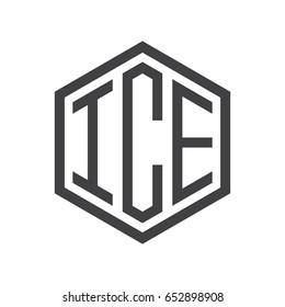 three-letter initials hexagon logo black
