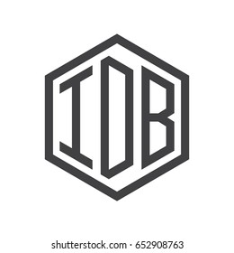 three-letter initials hexagon logo black