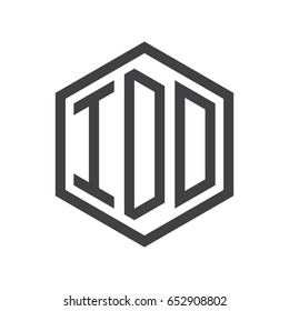 three-letter initials hexagon logo black