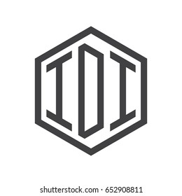 three-letter initials hexagon logo black