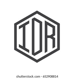 three-letter initials hexagon logo black