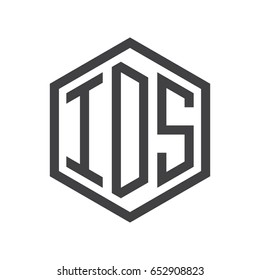 three-letter initials hexagon logo black