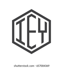 three-letter initials hexagon logo black