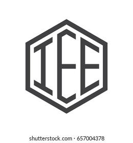 three-letter initials hexagon logo black