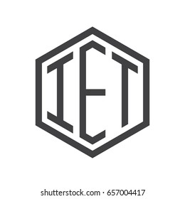 three-letter initials hexagon logo black