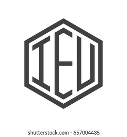 three-letter initials hexagon logo black