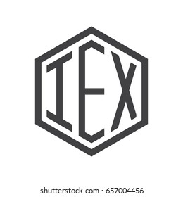 three-letter initials hexagon logo black