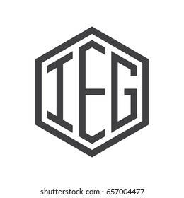 three-letter initials hexagon logo black