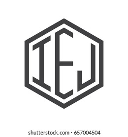 three-letter initials hexagon logo black